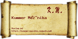 Kummer Mónika névjegykártya